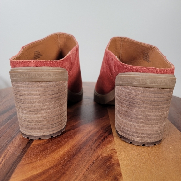 Lucky Brand Dalliey Chunky Mules Size 8.5 Suede Block Heel Pumpkin Spice Fall - Picture 7 of 12